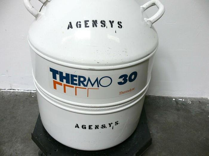 Used Thermolyne Thermo 30 Cryogenic Storage vessel w/ Valve and Rolling Platform