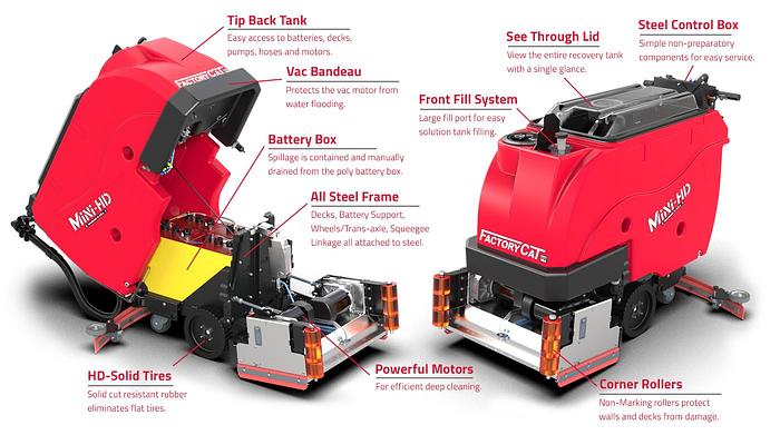 Factory Cat Mini HD Walk-Behind Floor Scrubber