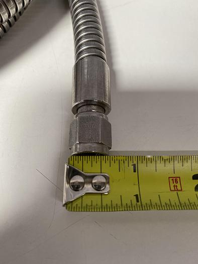 Used Stainless Steel 108" Flexible Braided Hose w/ 1/2" Sanitary Fittings & 1/4" NPT