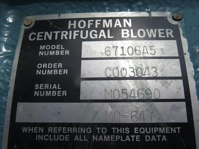 Used Hoffman Centrifugal Blower Model 67106A5, 5 Stage #41570