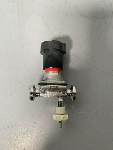Used ITT Pure-Flo Stainless Steel Diaphragm Valve w/ 1/2" Sanitary Fit & Sample Valve