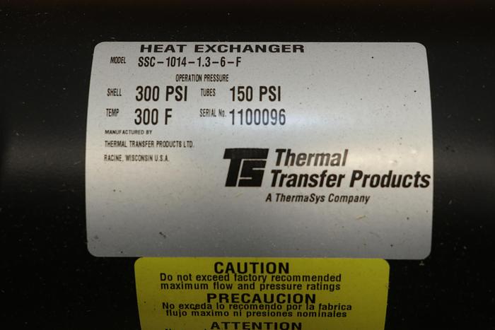 Used Thermal Transfer Products SSC-1014-1.3-6-F Heat Exchanger #44140