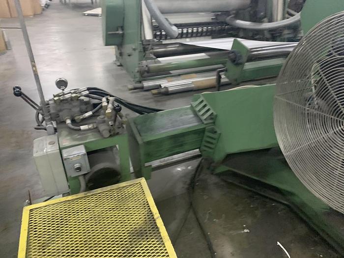 Used 72" WIDE POWELL SHAFTLESS FLOOR PICK UP UNWIND STAND - PENDING SALE