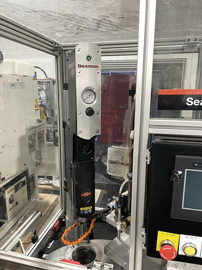 Used BRANSON S40 ROTARY 2000X ULTRASONIC WELDER SYSTEM CELL 20:4.0 4000 WATT     WITH CAMCO 6 POSITION INDEX TABLE AND PNEUMATIC PRESS