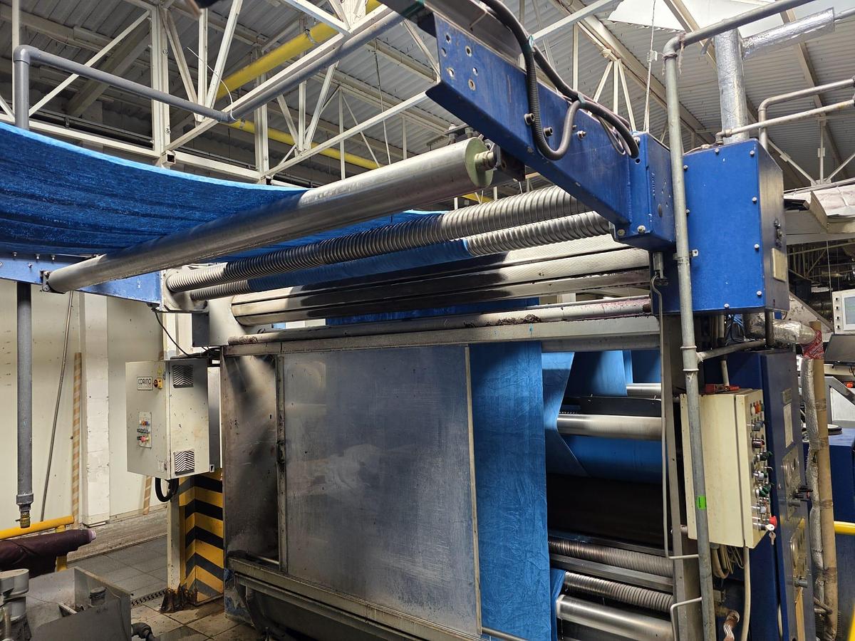 Used UNITECH Stenter, year 2007, working width 2200 mm, 6 chambers, gas heating