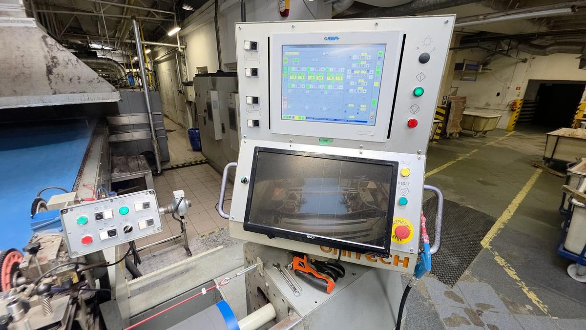 Used UNITECH Stenter, year 2007, working width 2200 mm, 6 chambers, gas heating