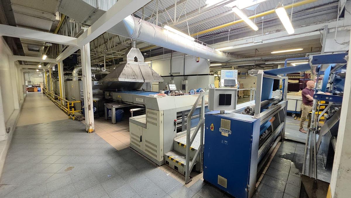 Used UNITECH Stenter, year 2007, working width 2200 mm, 6 chambers, gas heating