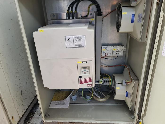 Inverter on THIES JET TRD dyeing machine, providing variable speed control for energy-efficient dyeing operations