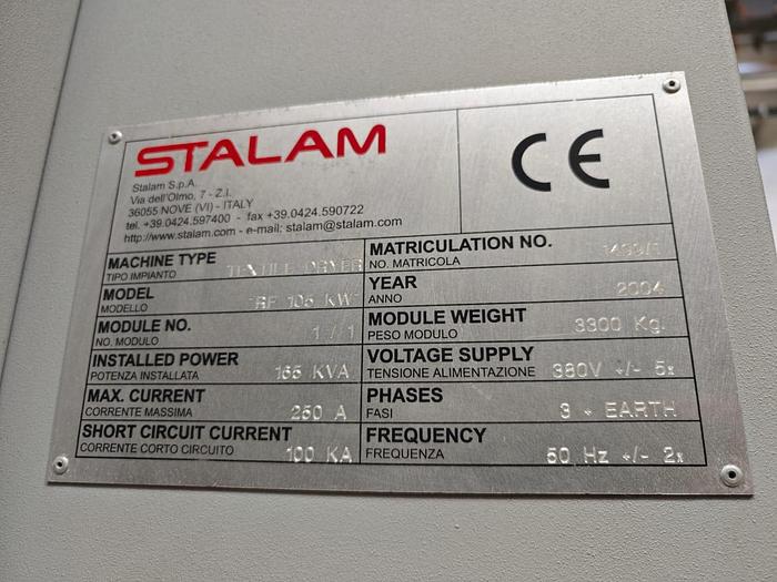 Used STALAM Dryer - 2004 Year, Capacity 105 Kw