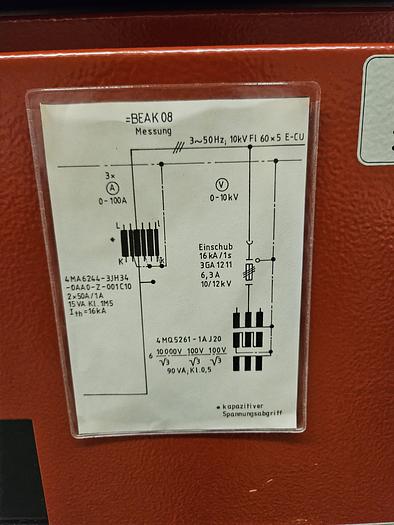 Used 1993 Siemens 88J20  10 kV Switchgear
