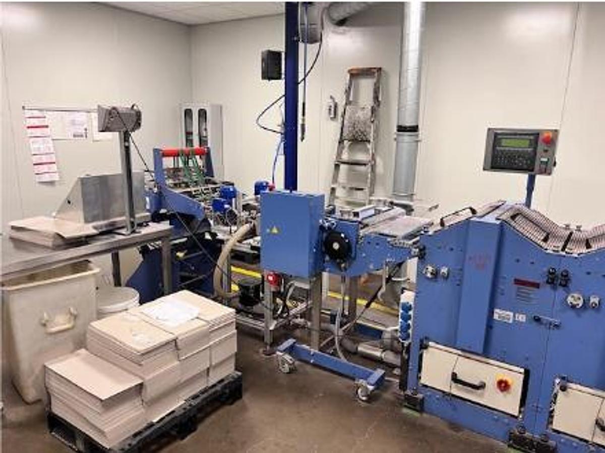 Used Complete Booklet Production Line for Sale - MBO Folding Machine, Bograma Punching Unit and Herzog+Heymann Delivery