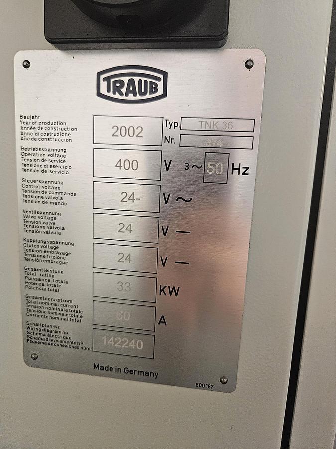 Used 2002 Traub TNK 36