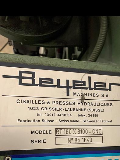 Used Beyeler RT 160 x 3100 CNC