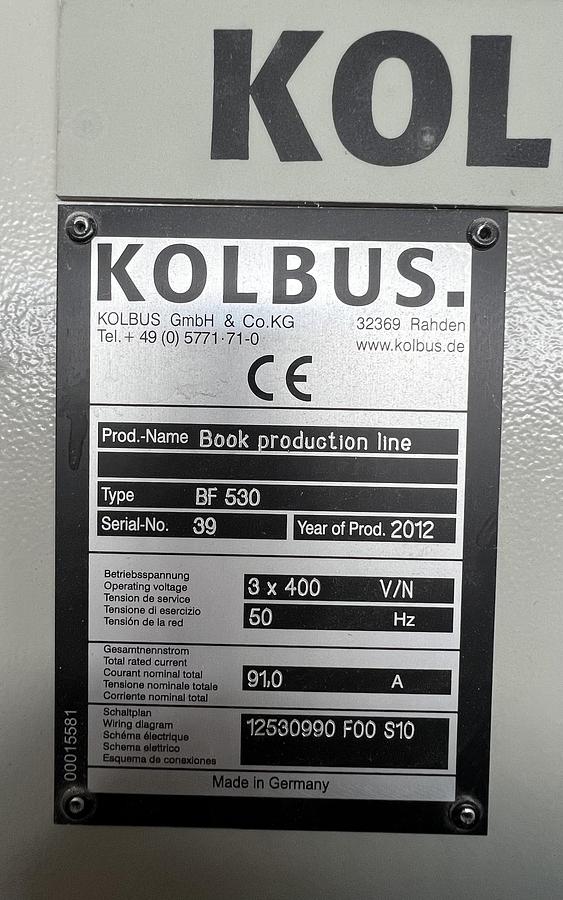 Used 2012 Kolbus Book production line BF 530
