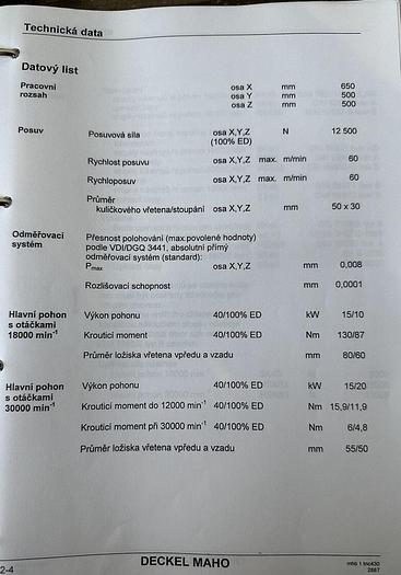 Used 2001 DECKEL MAHO DMC 65 V