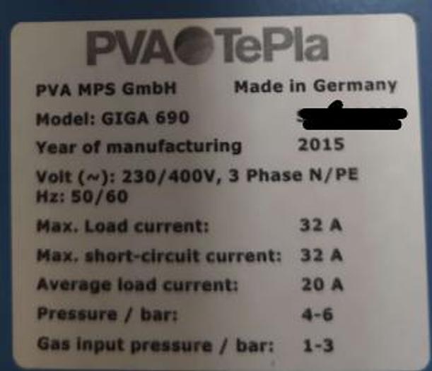 Used 2012 PVA TePla GIGA 690