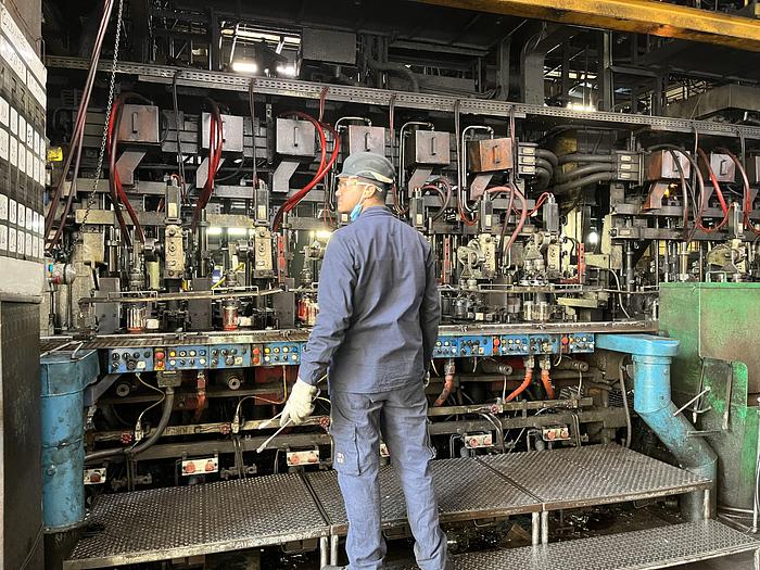 Used EMHART (2x)IS 6 - EF 5 1/2 '' DG LH Hotend glass production line