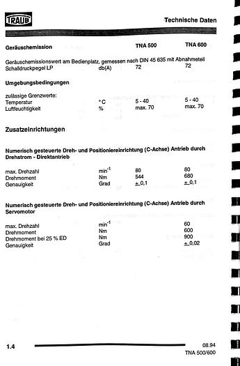 Used 1996 Traub TNA 500