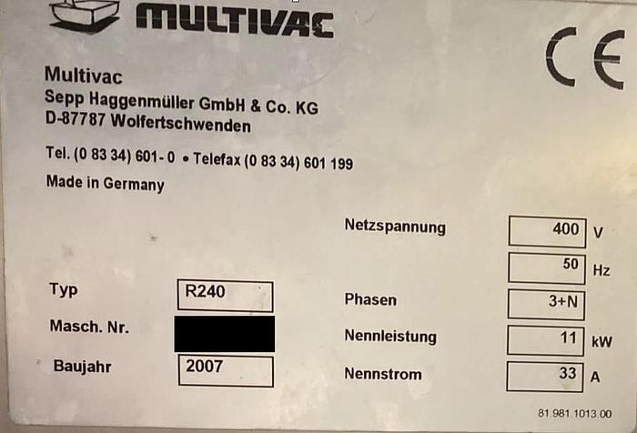 Used 2007 Multivac R240