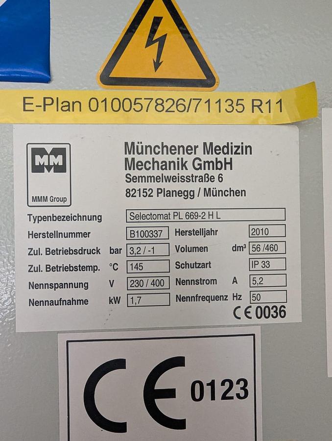 Used 2010 MMM Selectomat PL 669-2 H L Sterillizer + 2008 Miele PG 8528