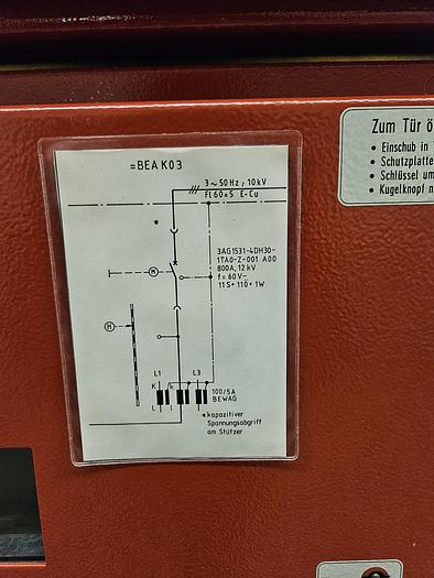Used 1993 Siemens 88J20  10 kV Switchgear
