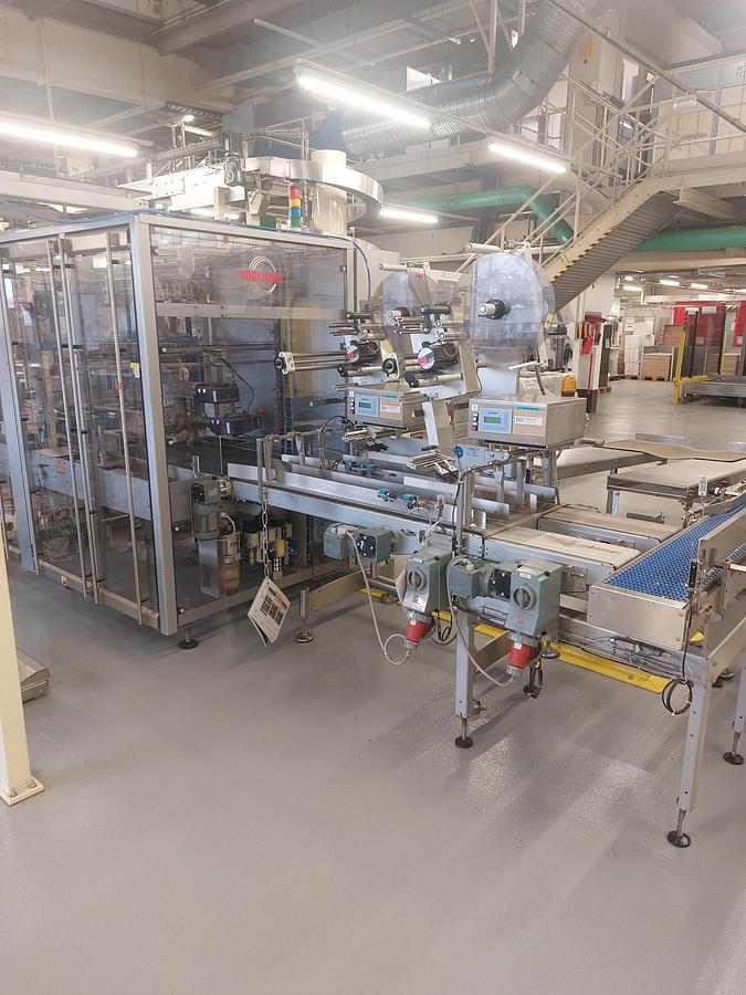 Used - CMB 600 Shrink Wrapping Machine and StraPack RQ-8X Automatic Strapping Machine for Sale