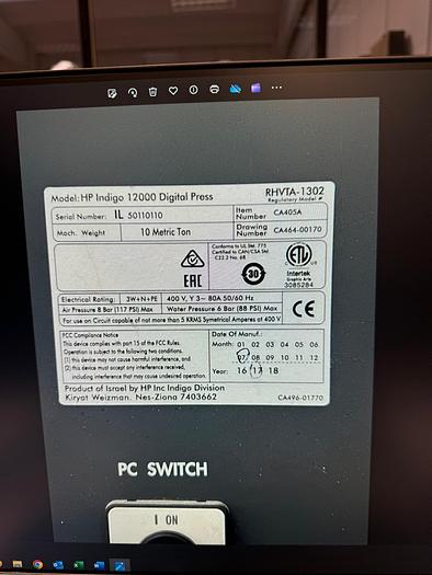 Used 2017 HP Indigo 12000