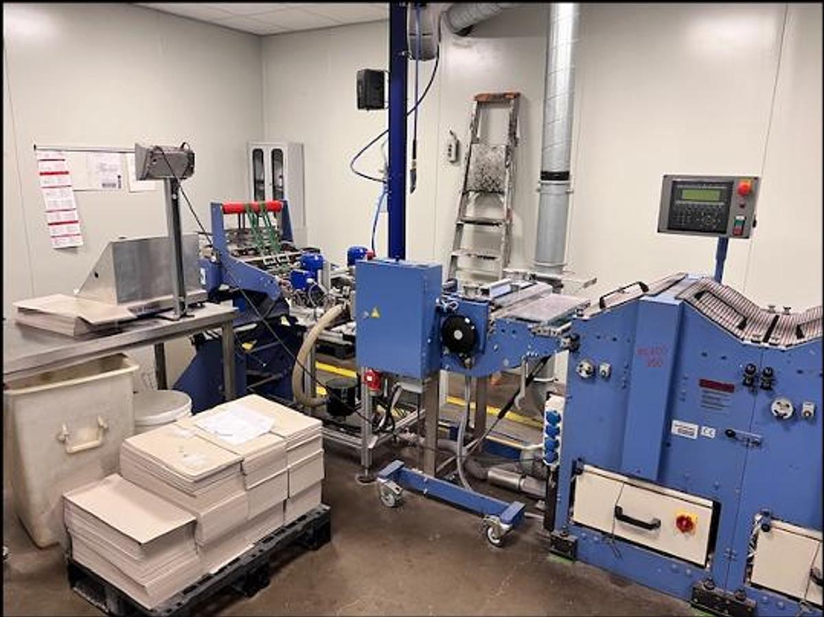 Used Complete Booklet Production Line for Sale - MBO Folding Machine, Bograma Punching Unit and Herzog+Heymann Delivery