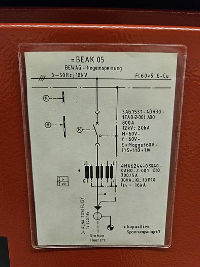Used 1993 Siemens 88J20  10 kV Switchgear