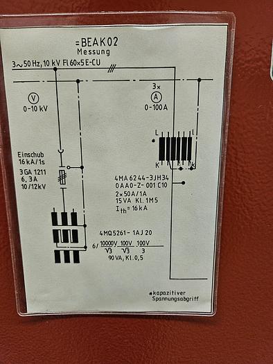 Used 1993 Siemens 88J20  10 kV Switchgear