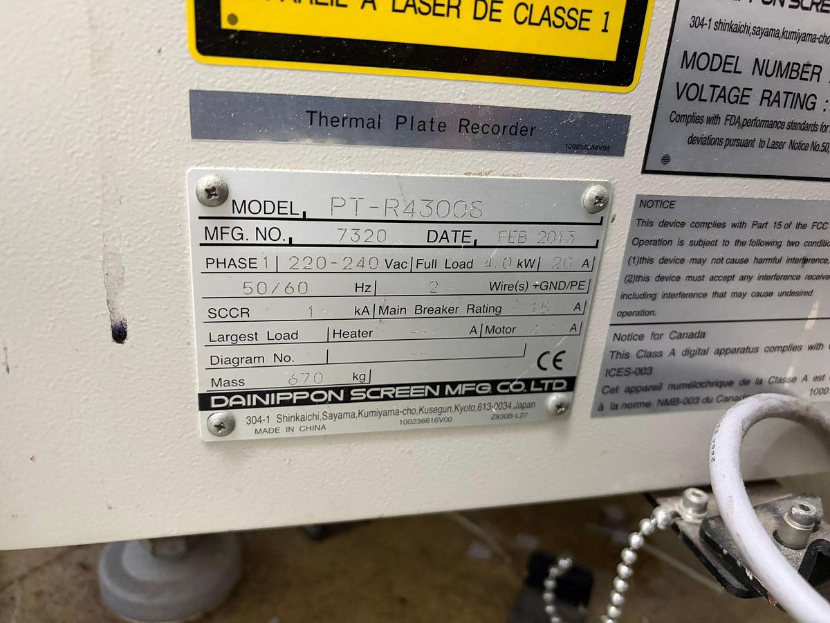 Used 2013 Dainipon PT-R4300S