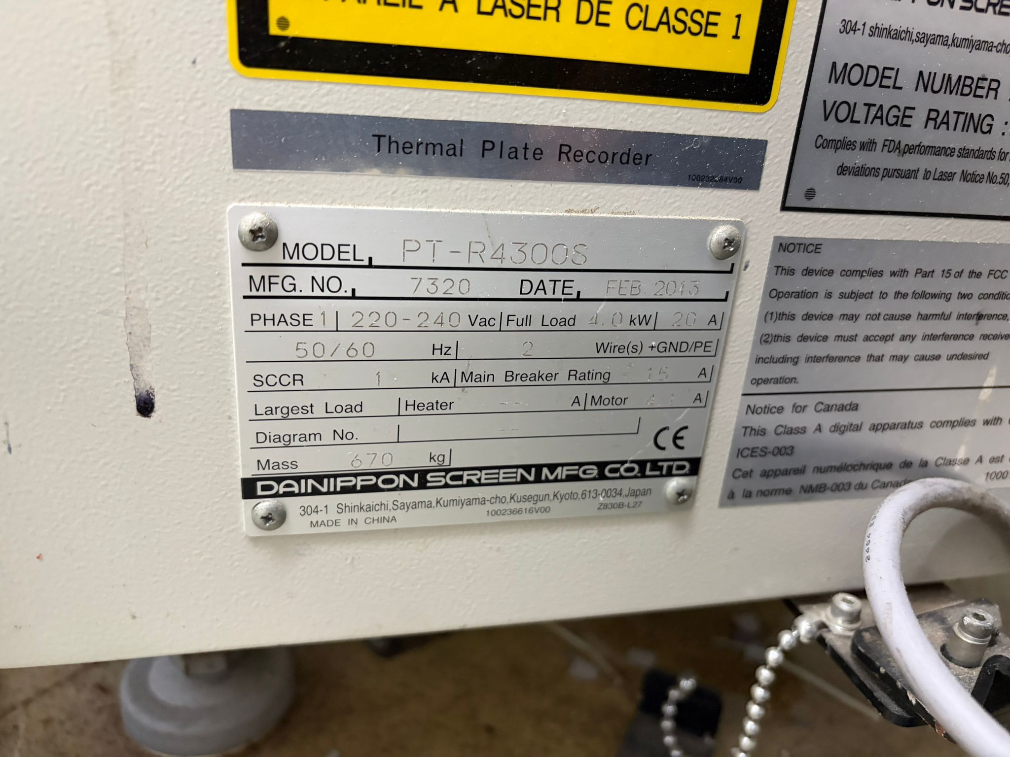 Used 2013 Dainipon PT-R4300S