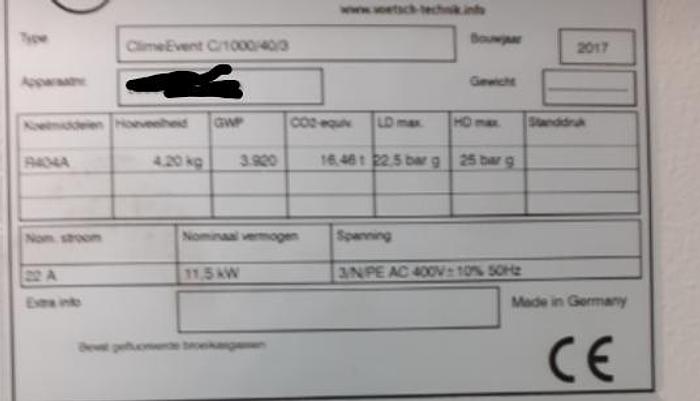 Used 2017 Vötsch ClimeEvent C/1000/40/3
