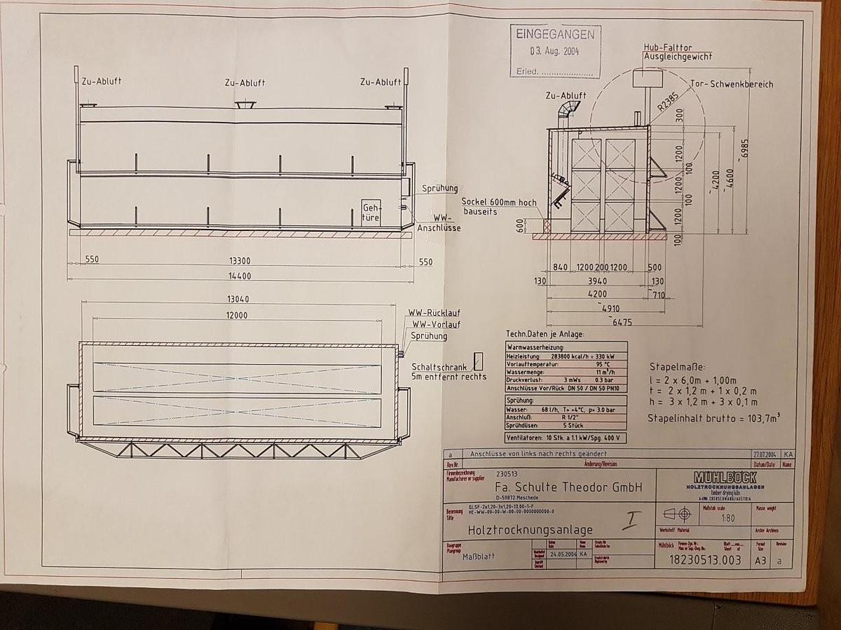 Used 2004 Trockenkammer Lauber /Mühlböck  Wood Drying System