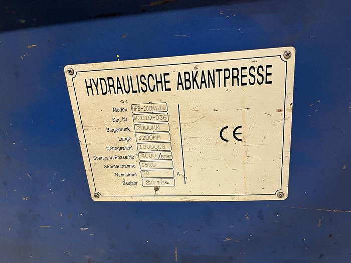 Used 2010 Actual HPB 200x3200