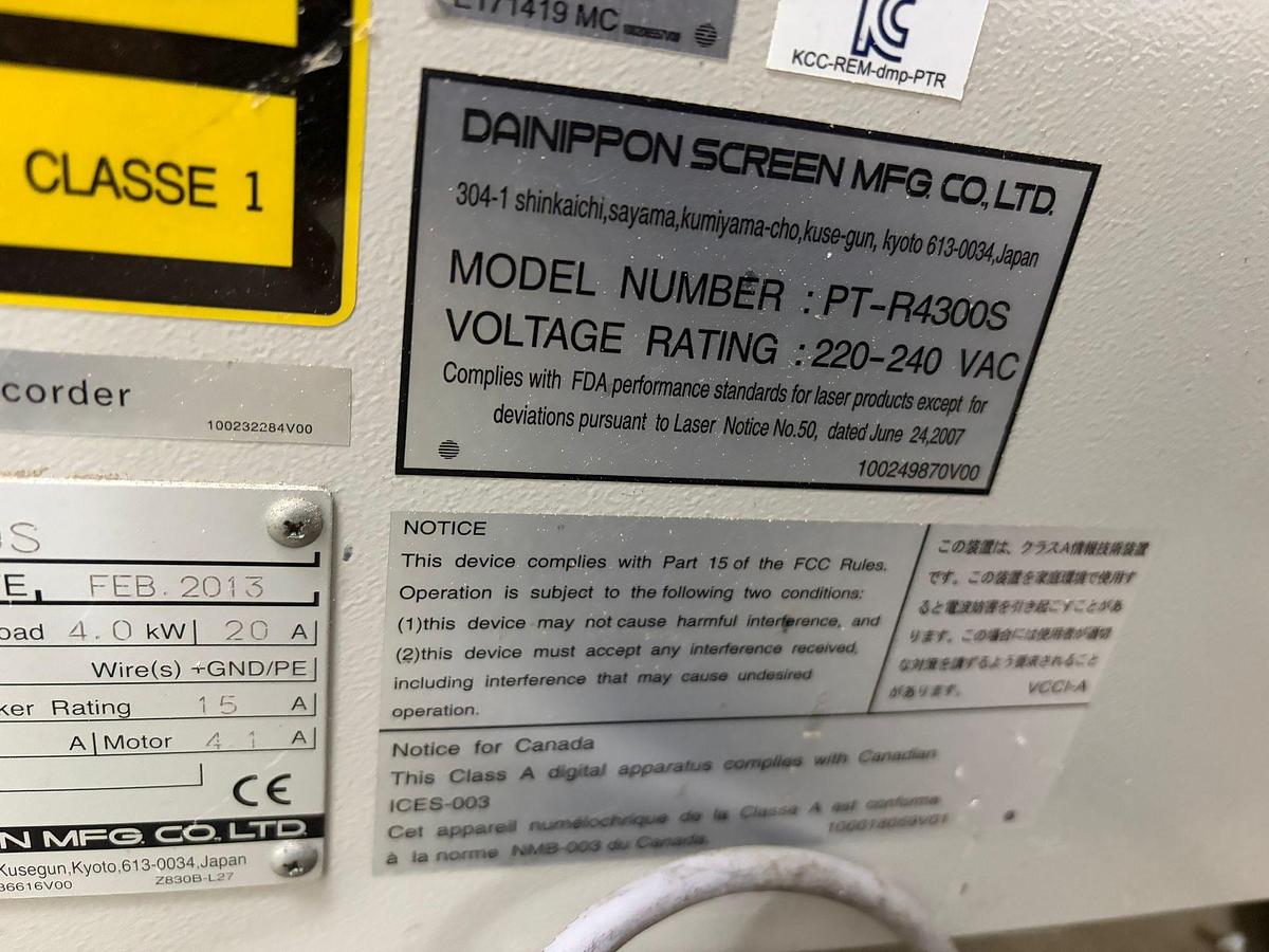 Used 2013 Dainipon PT-R4300S