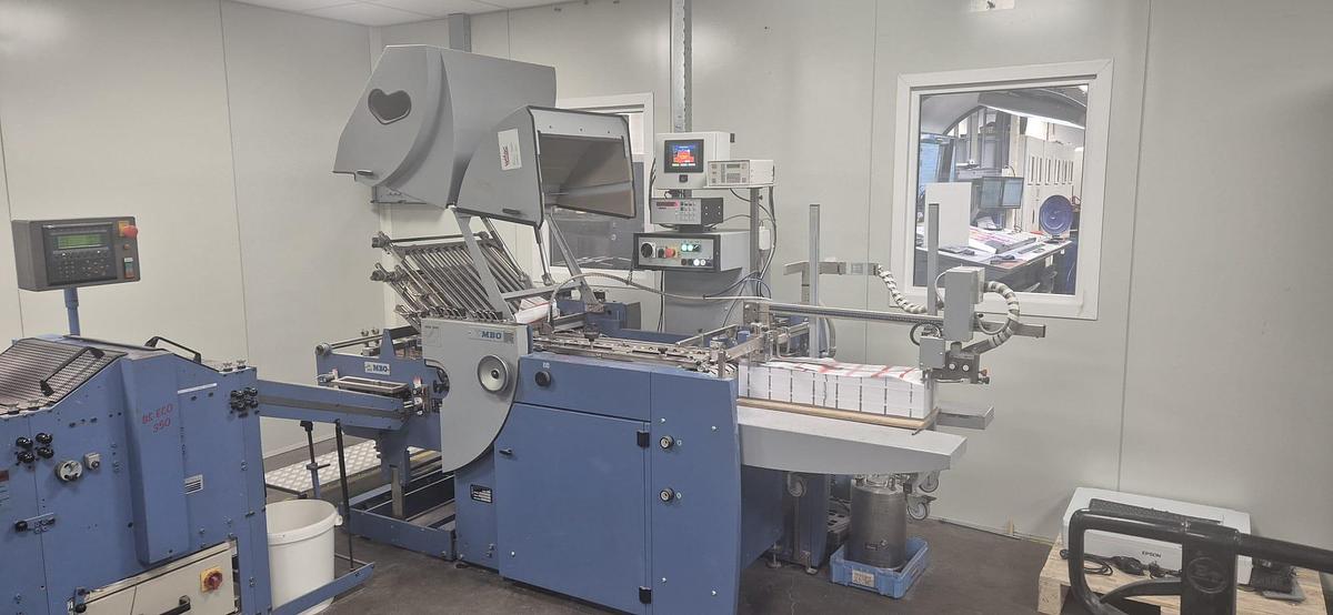 Used Complete Booklet Production Line for Sale - MBO Folding Machine, Bograma Punching Unit and Herzog+Heymann Delivery