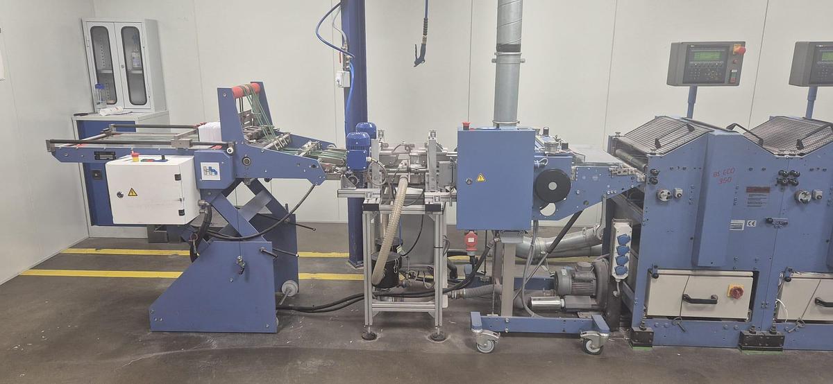 Used Complete Booklet Production Line for Sale - MBO Folding Machine, Bograma Punching Unit and Herzog+Heymann Delivery