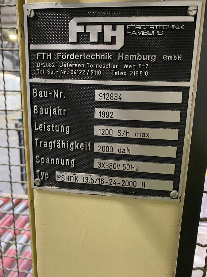 Used 1992 FTH PSHDK 13.5/16-24-2000 II Palletizing Unit
