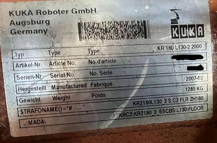 Used 2007 Kuka KR 180