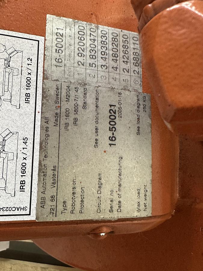 Used ABB IRB 1600 M2004