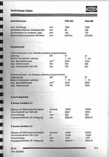 Used 1996 Traub TNA 500