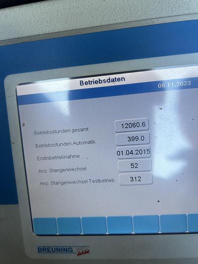 Used 2015 Breuning MUK 7012-II Bar feeder