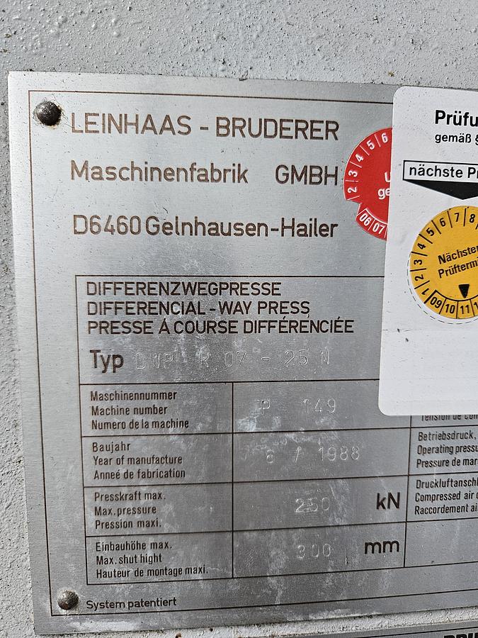 Used 1988 Bruderer DWP R07 25N