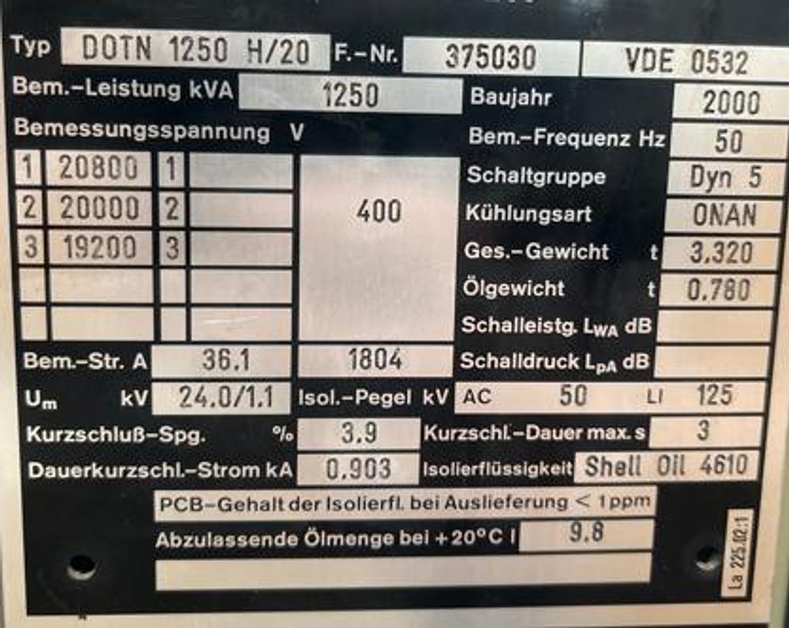 Used 2014 SGB 1000 KVA