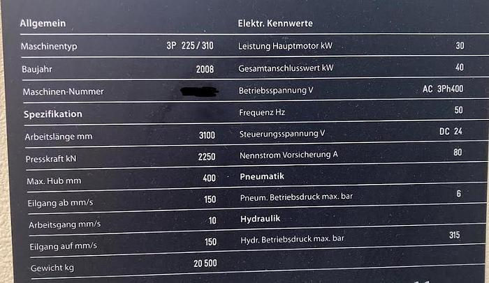 Used 2008 Bystronic 3P 225/310