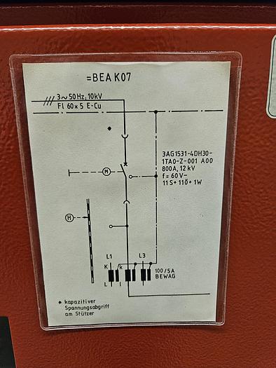 Used 1993 Siemens 88J20  10 kV Switchgear