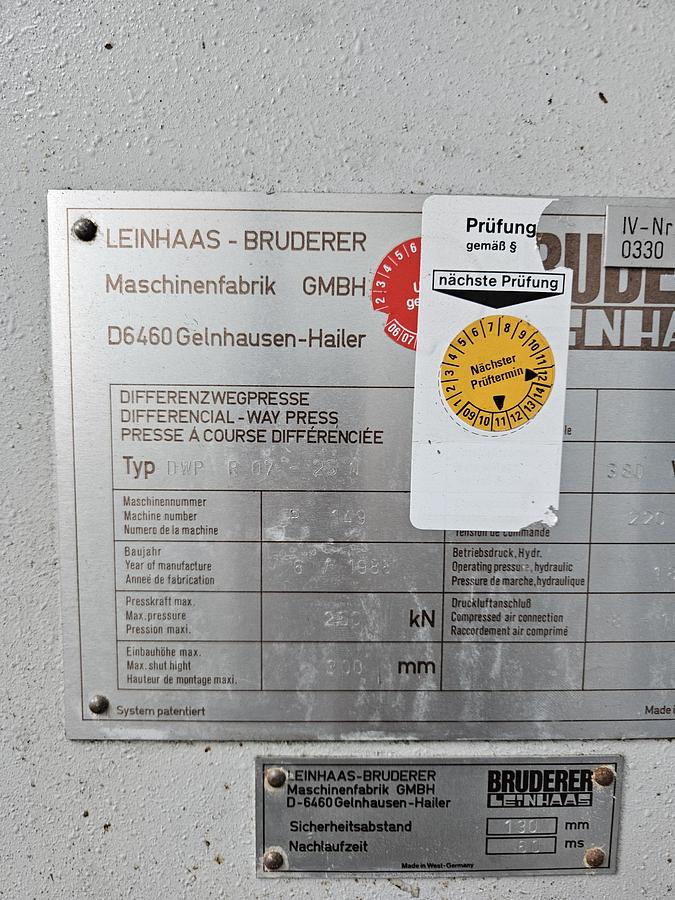 Used 1988 Bruderer DWP R07 25N