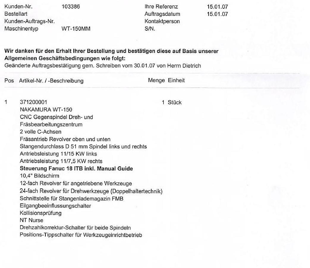 Used 2007 Nakamura TOME WT-150