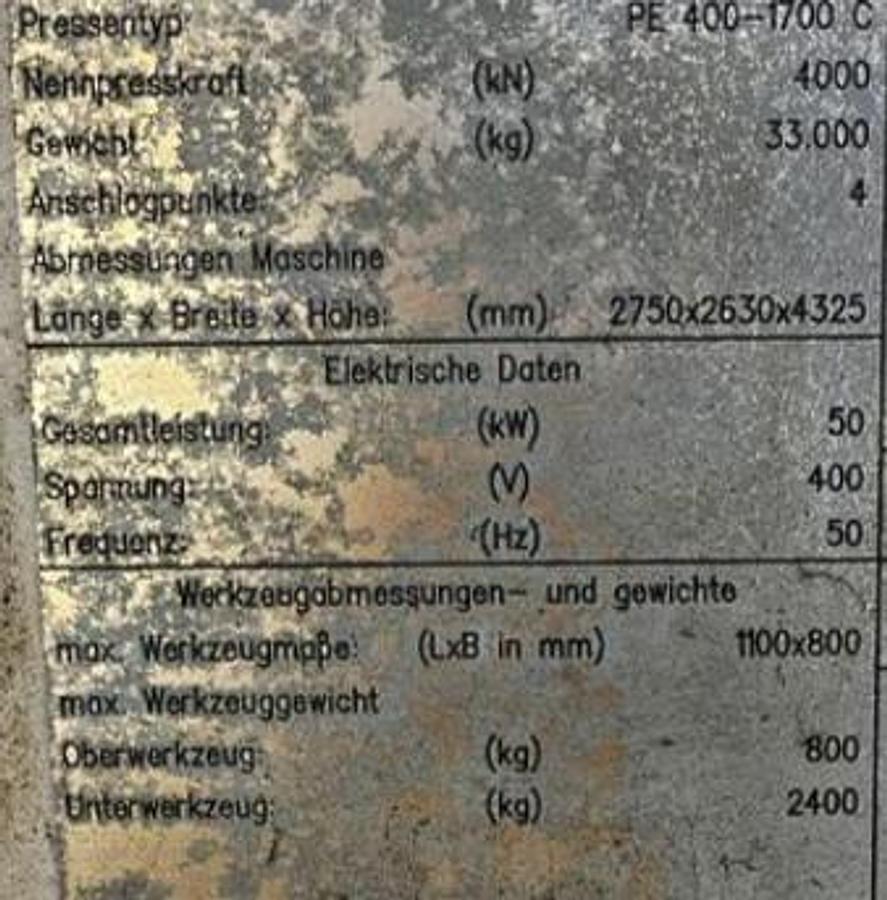 Used 2018 PME 400 - 1700 C